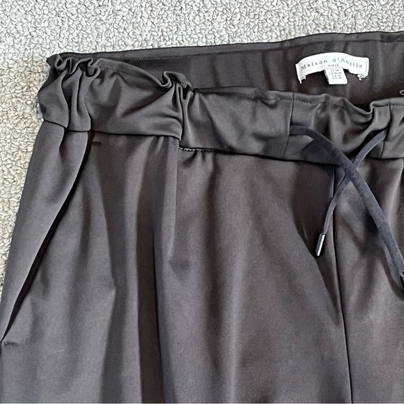 Maison d'Amelie Pants Womens Medium Black Stretch Drawstring Sweatpants Lounge - Picture 5 of 9